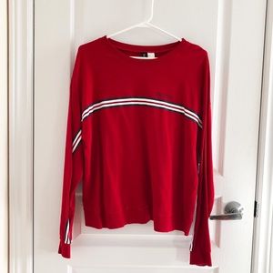 H&M original red long sleeve tee w white stripe